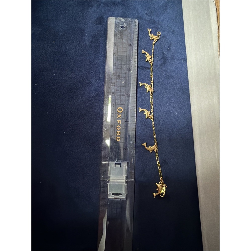 Gold Tone Dolphin Charm Bracelet 7"